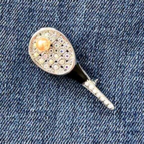 Crystal Butterfly & Tennis Racket w/ Pearl Brooch (both for $8) - Picture 8 of 8